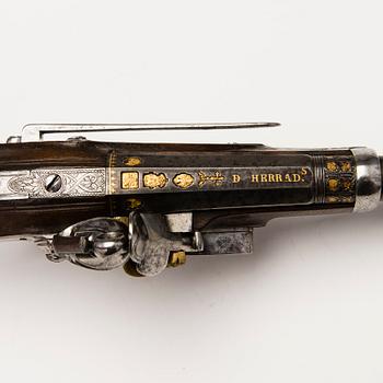 FLINTLÅSPISTOLER, ETT PAR, Spanien, Manuel Zuloaga, Madrid, tidigt 1800-tal.