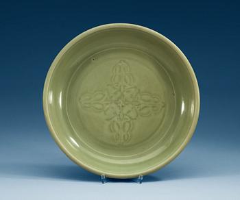 1420. A celadon charger with a double-vajra medallion, Ming dynasty (1368-1644).