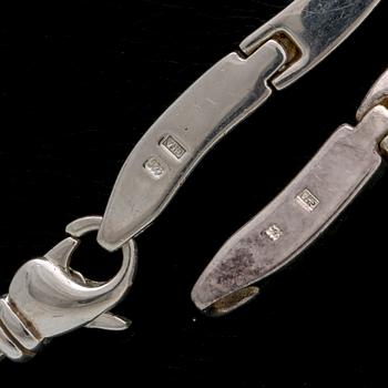 Silver necklace and bracelet, sterling silver.