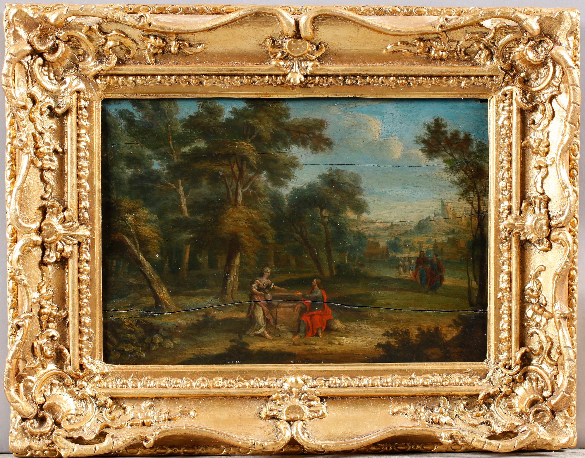 OKÄND KONSTNÄR, ett par, olja på pannå, 1700-tal.