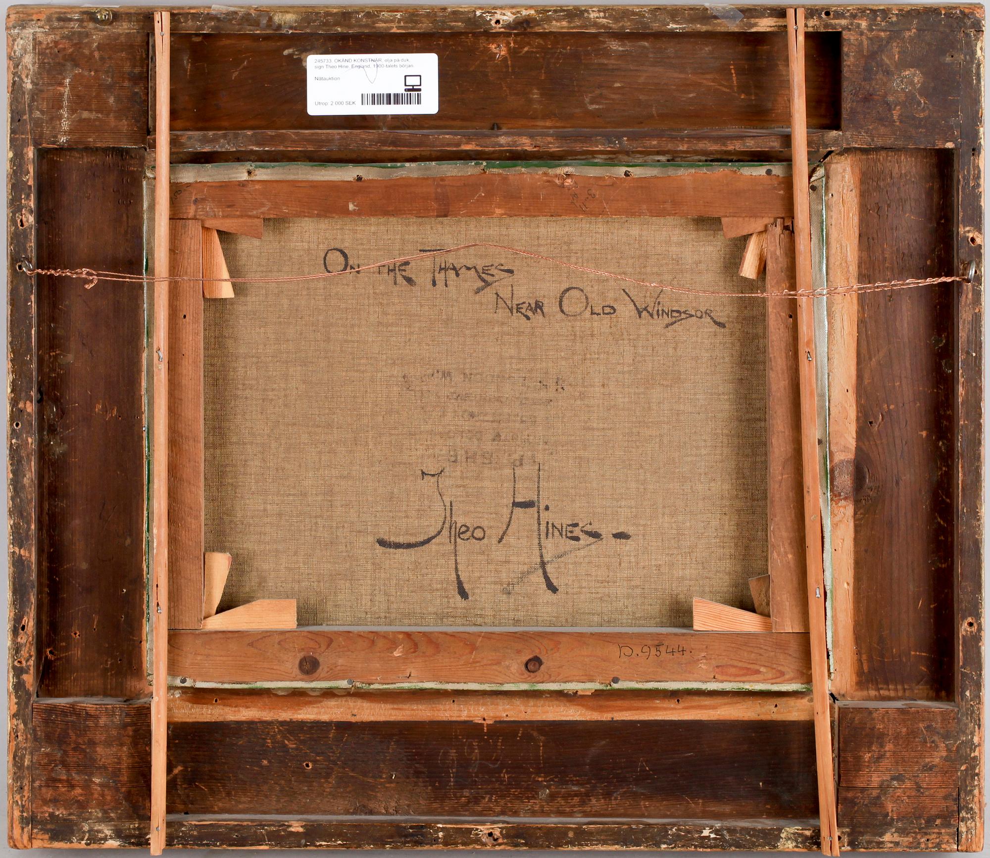 OKÄND KONSTNÄR, olja på duk, sign Theo Hine. England, 1900-talets början.