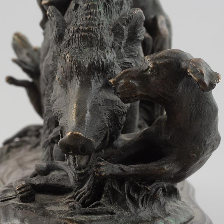 A. Lecourtier, Vildsvinsjakt.