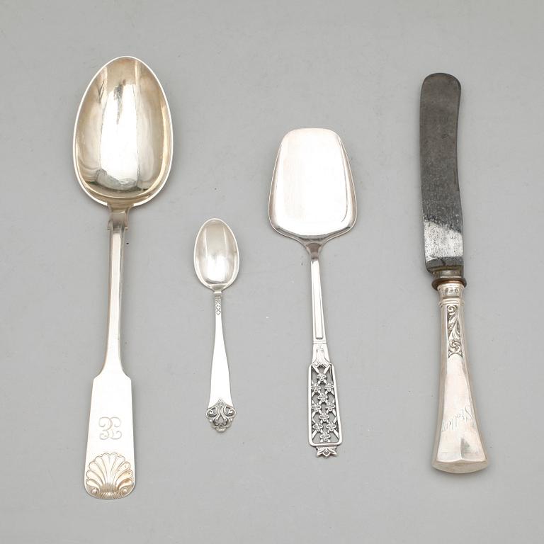 PARTI SILVER, 23 delar, silver, bla CF. Carlman, 1900-tal. Totalvikt ca577g (inkl knivar).