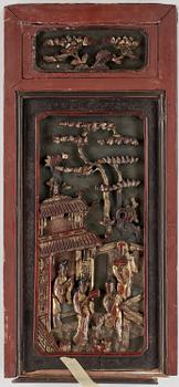 DÖRRFÄLT / PANELER, 4st, Asien, 1800-tal.