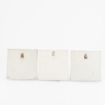 Lisa Larson, wall reliefs, 3 pcs, stoneware, Gustavsberg.