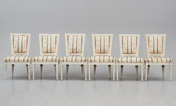 A set of six late Gustavian chairs by E. Ståhl (master in Stockholm 1794-1820).