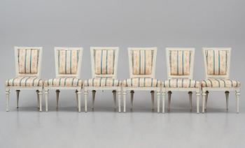 A set of six late Gustavian chairs by E. Ståhl (master in Stockholm 1794-1820).