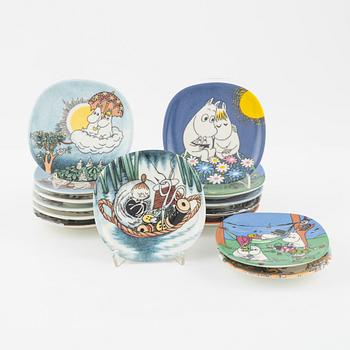 14 porcelain collector's plates, Moomin Characters/Bulls, Arabia, Finland.