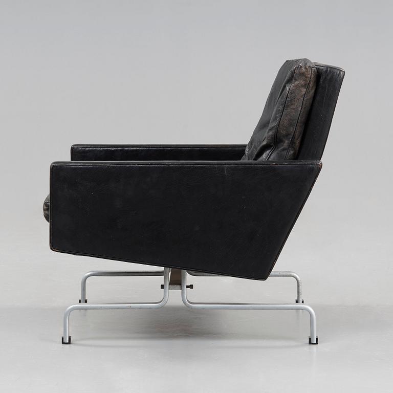 Poul Kjaerholm, a 'PK-31' black leather and steel armchair, E Kold Christensen, Denmark 1960's.