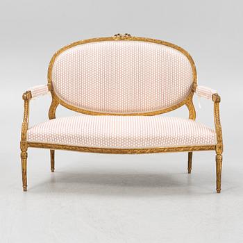A set of four Louis XVI style furniture, late 19th century.