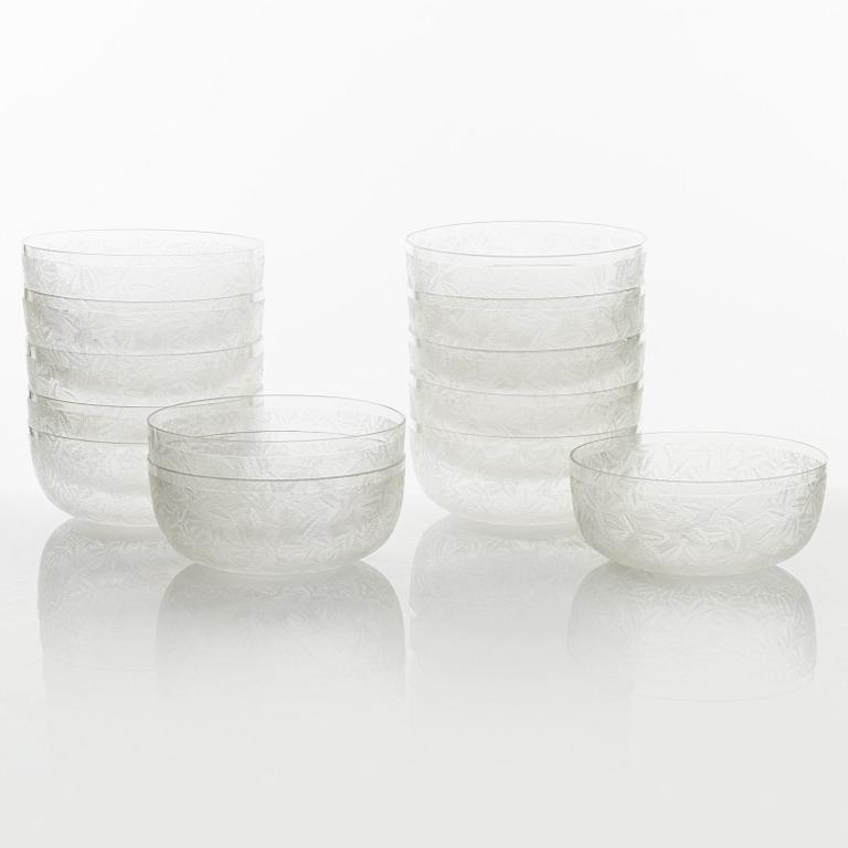 Rinsing cups / bowls, 13 pieces, glass, around 1900.