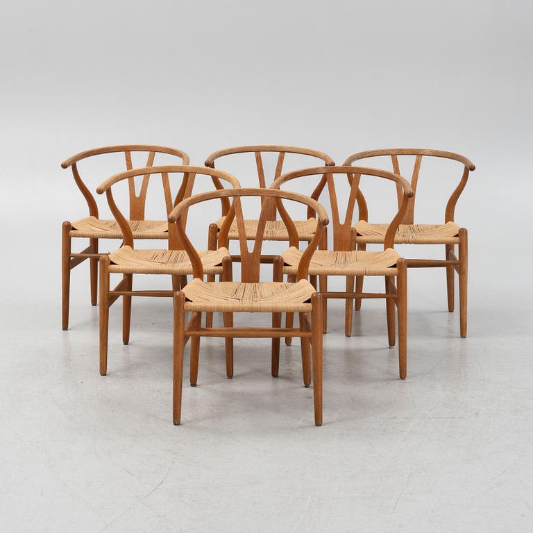 Hans J. Wegner, stolar, 6 st, modell CH-24, "Y-stolen", Carl Hansen & Son, Odense, Danmark.