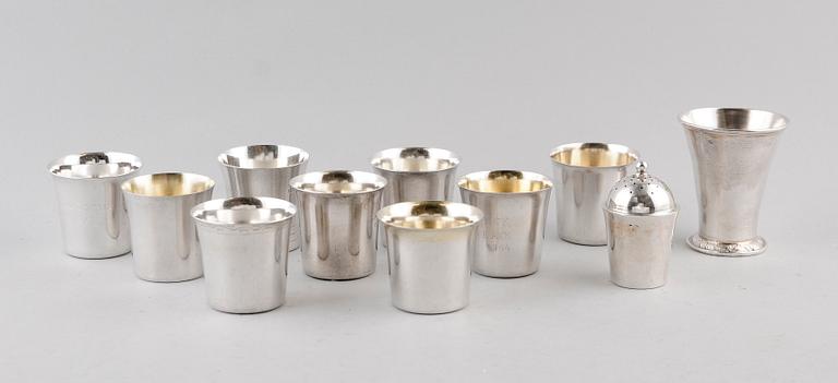 SAMLING SILVERFÖREMÅL, 11 del. Tot vikt ca 266 g.