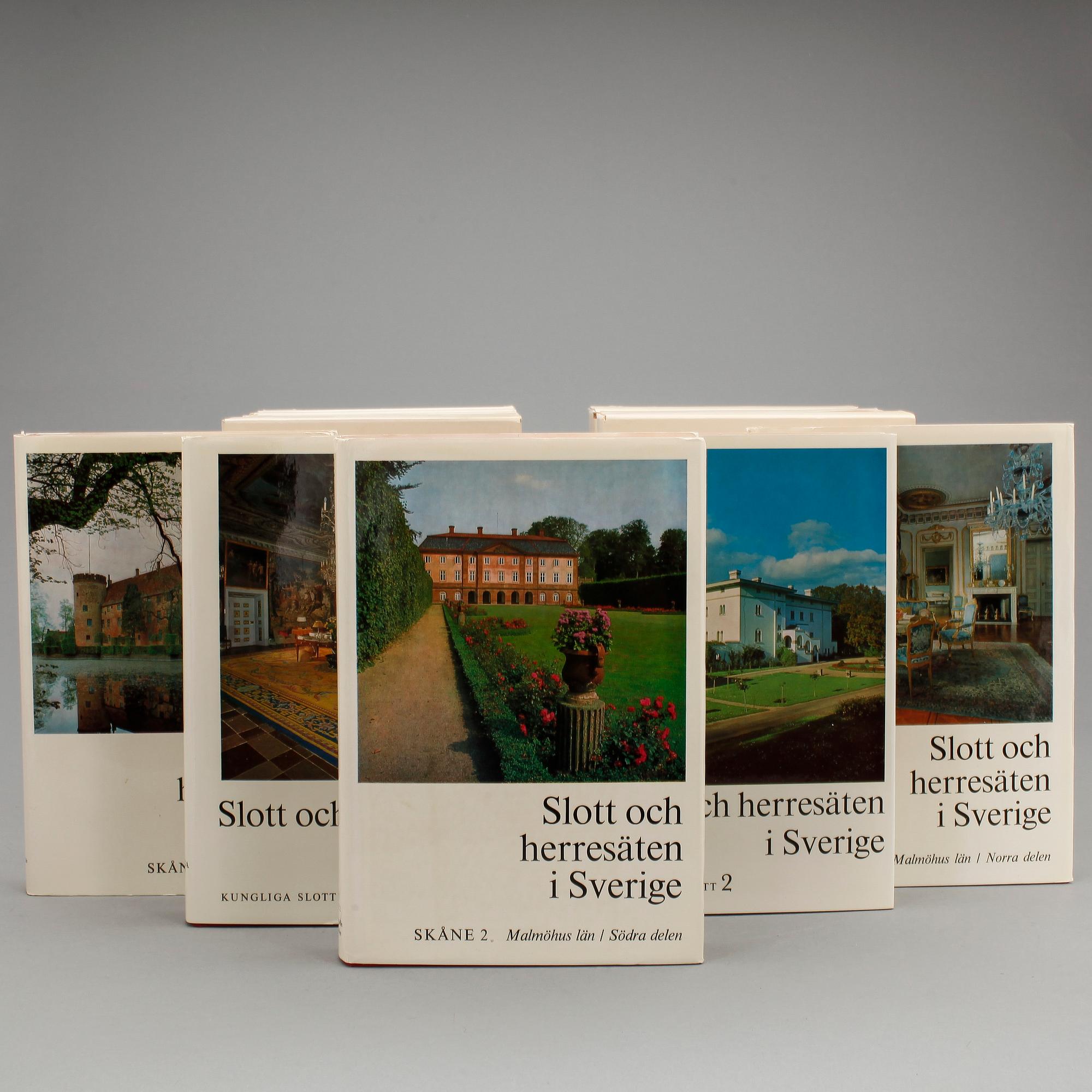 BOKVERK, 18 volymer, "Slott och herresäten i Sverige", Allhems Malmö 1966-71.