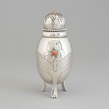 A Swedish Art Nouveau silver sugar shaker, maker's mark Claes Emil Andrén, Gothenburg, 1920.