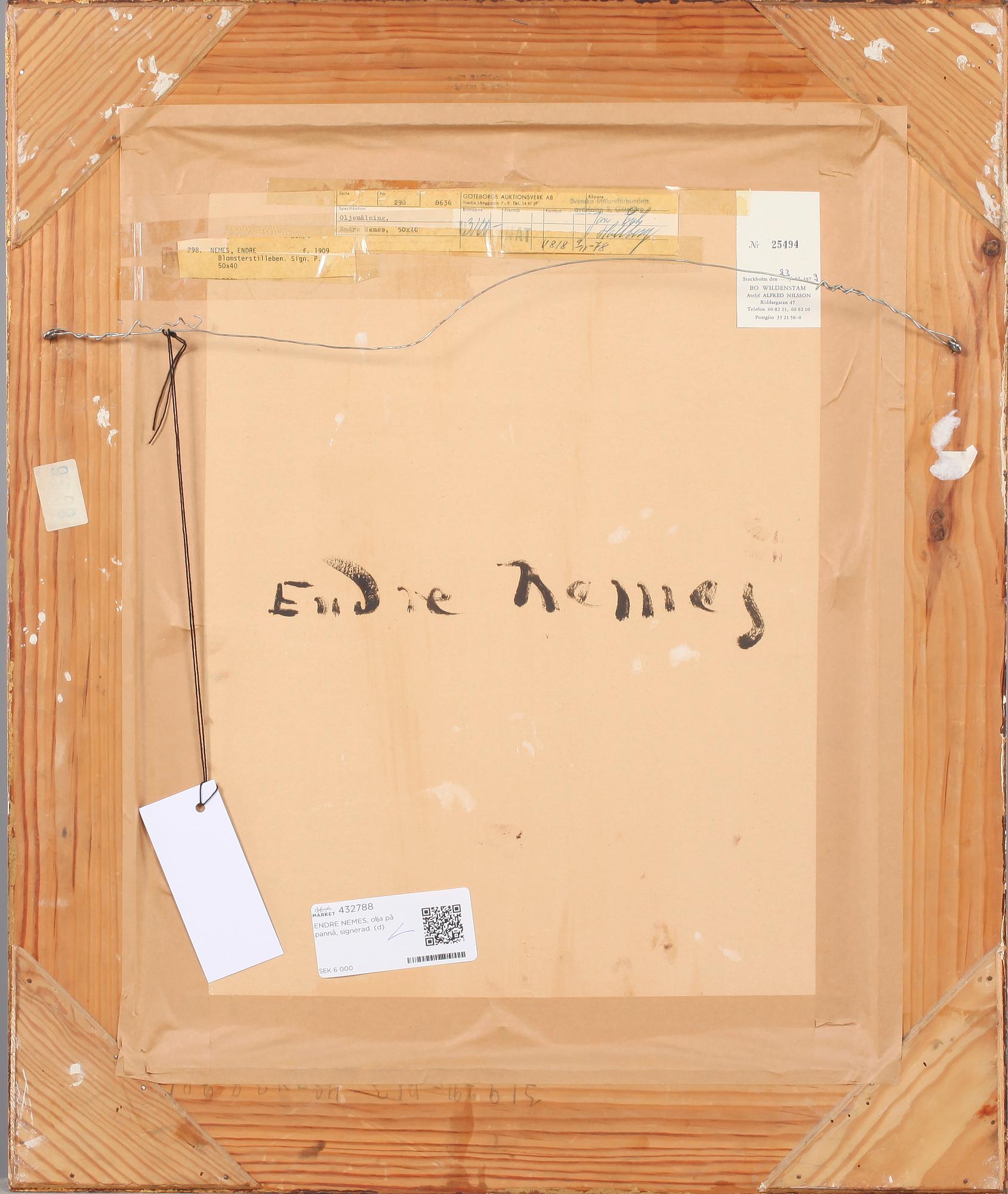 ENDRE NEMES, olja på pannå, signerad.