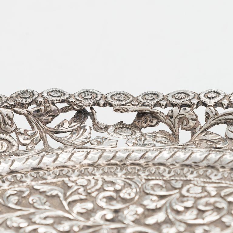 A Indian silver tray, late 19th Century.