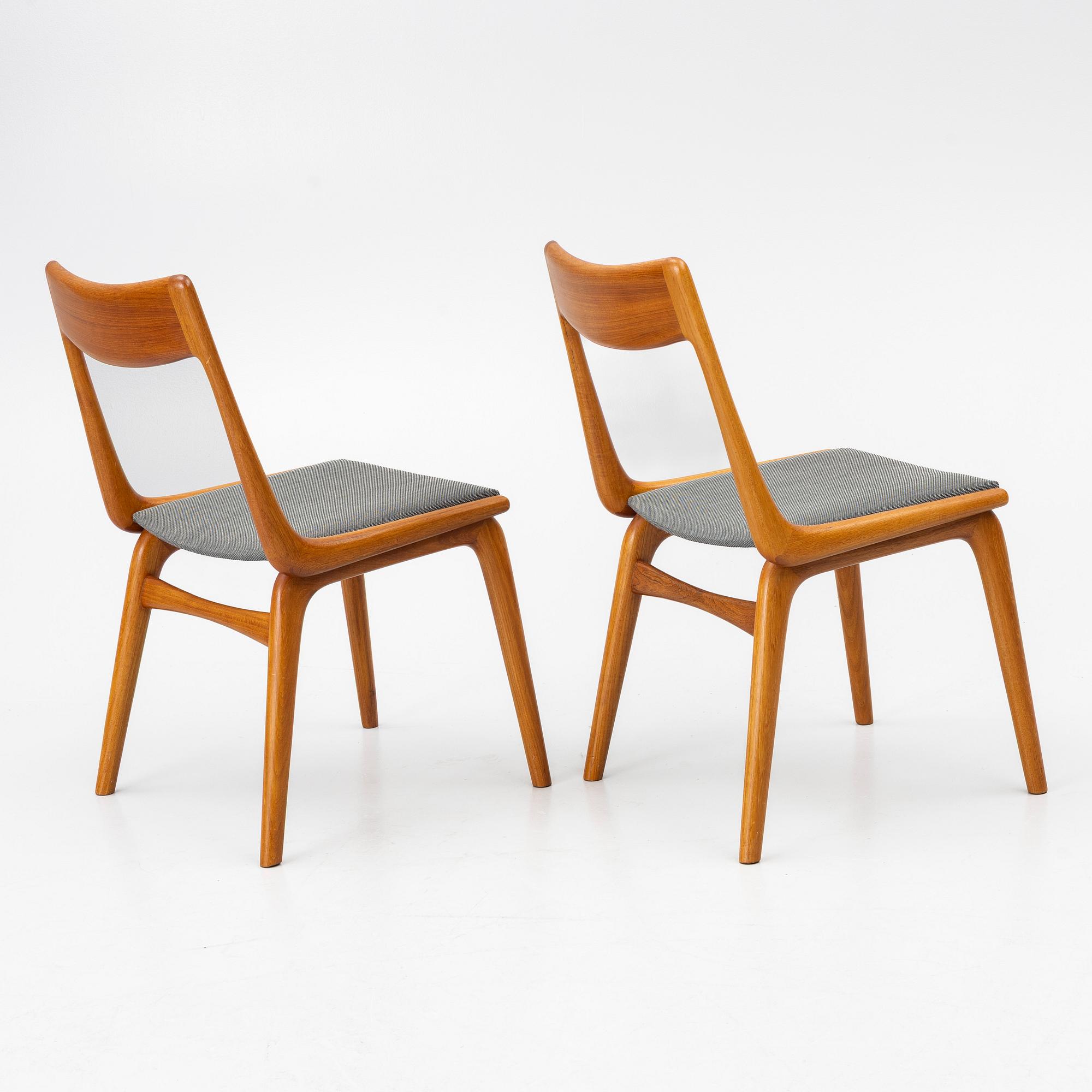 Niels Otto Møller, Alfred Christensen, six "Boomerang/370" chairs, Slagelse, Denmark, 1960s.