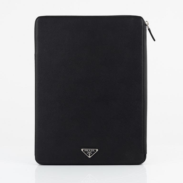 Prada, a saffiano leather document case.