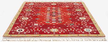 Barbro Nilsson, a 'Rabatten röd' carpet, knotted pile, 266 x 195 cm, signed AB MMF BN.