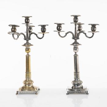 A pair of silver plated candelabra, CG Hallbergs Guldsmeds Ab, Stockholm, first half of the 20th century.