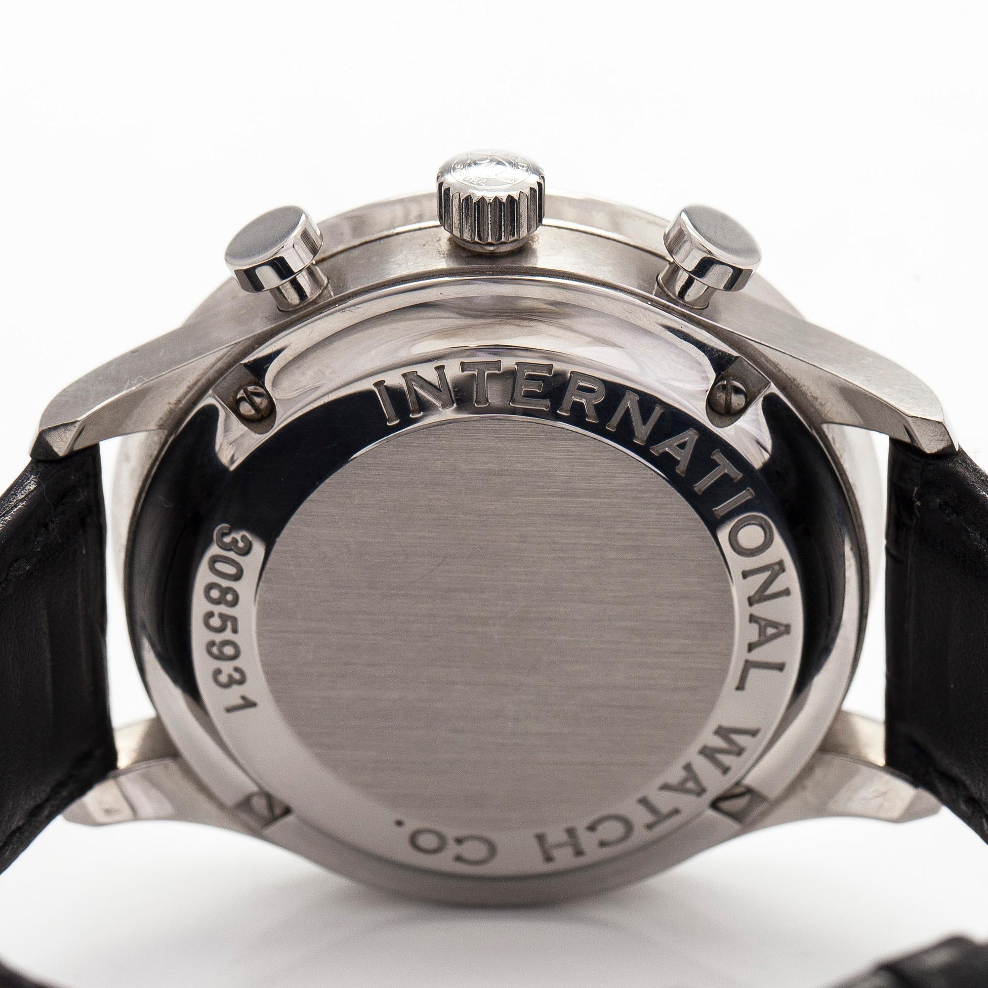IWC, Portuguese, chronograph, wristwatch, 41 mm, steel, automatic, sapphire crystal.