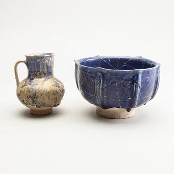 A group of lapiz lazuli blue ceramics, Persia, possibly 12th/14th Century.