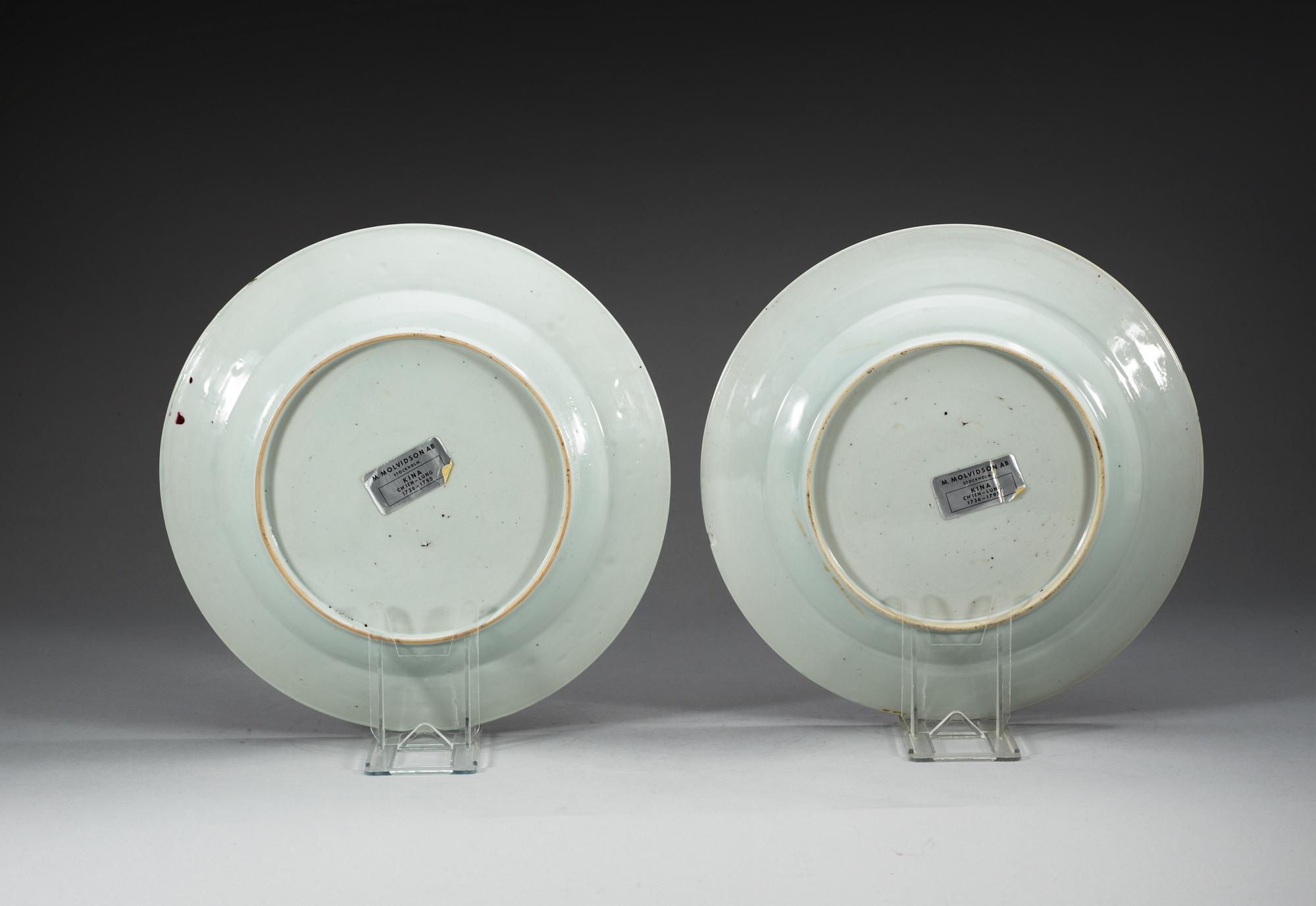 FAT, ett par, kompaniporslin. Qing dynastin, Qianlong (1736-95).
