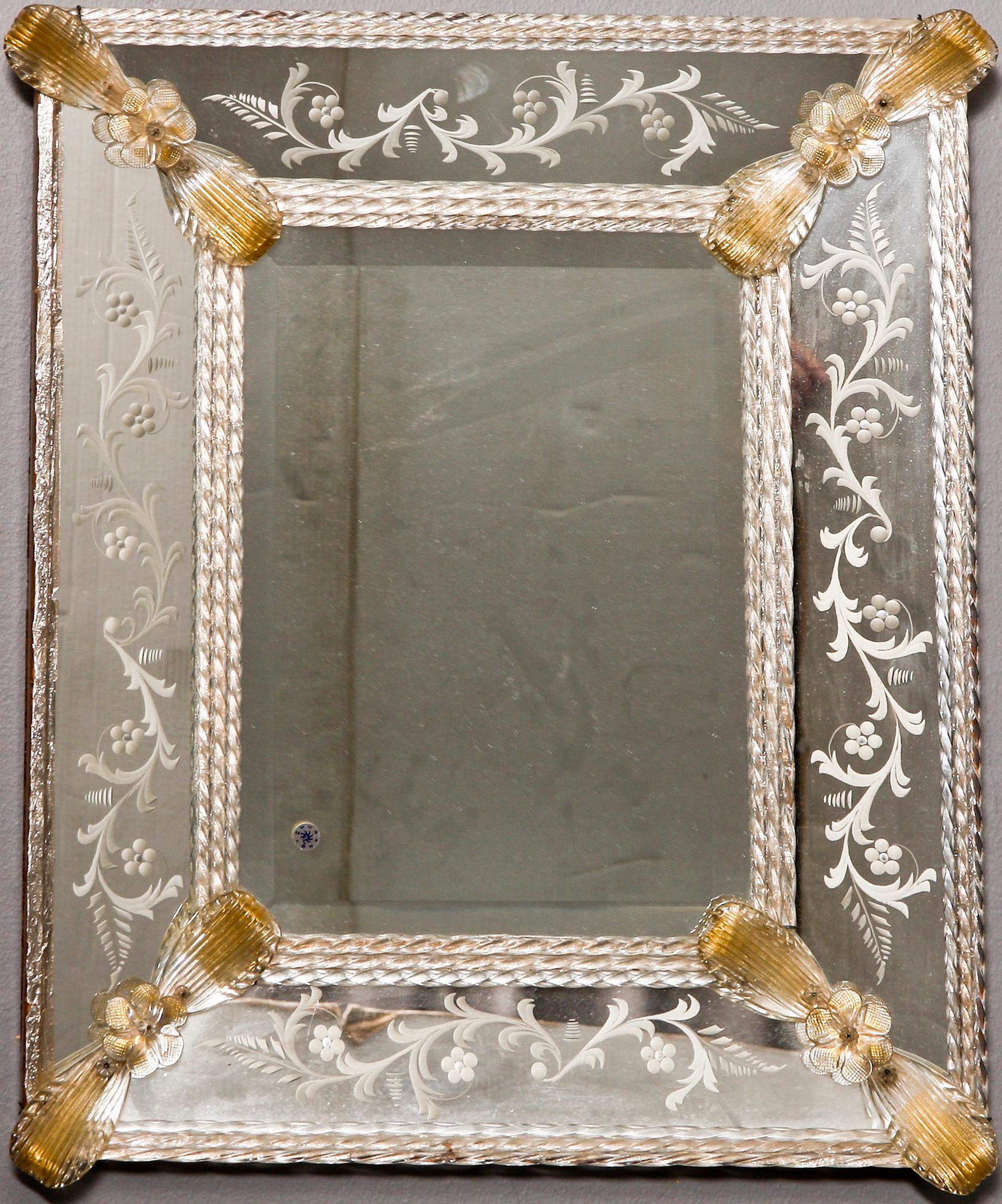 SPEGEL, venetiansk, etikettmärkt Murano, 1900-tal.