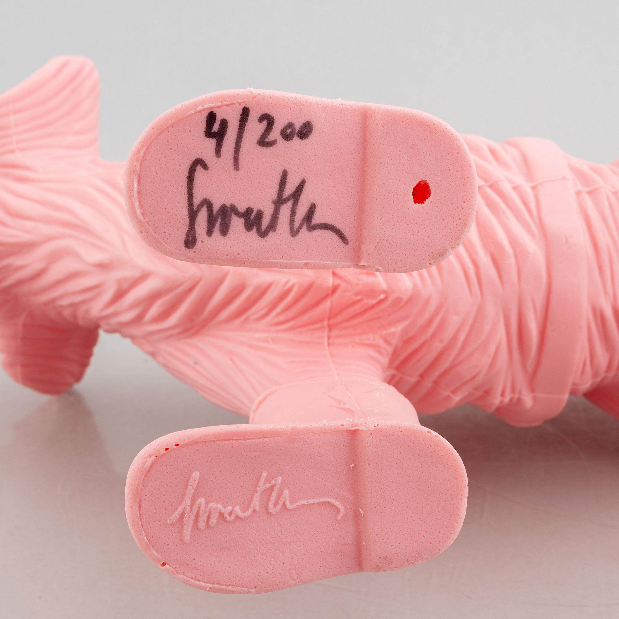 William Sweetlove,  "Cloned Schnauzer with water bottle". (Pink).