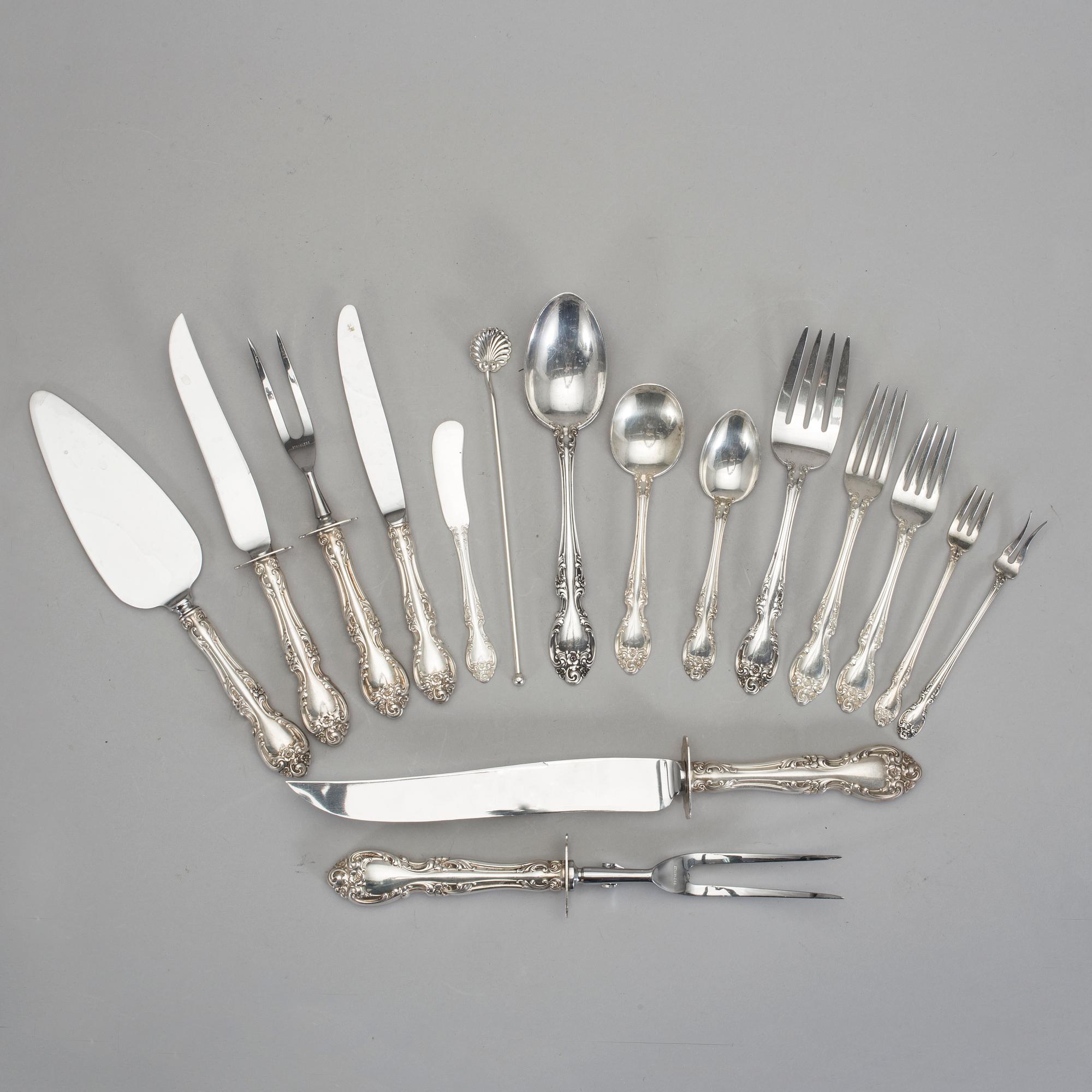 BESTICKSERVIS, 119 delar, "Melrose", Gorham, Birmingham, England, 1830. Total vikt ca 5090 g.