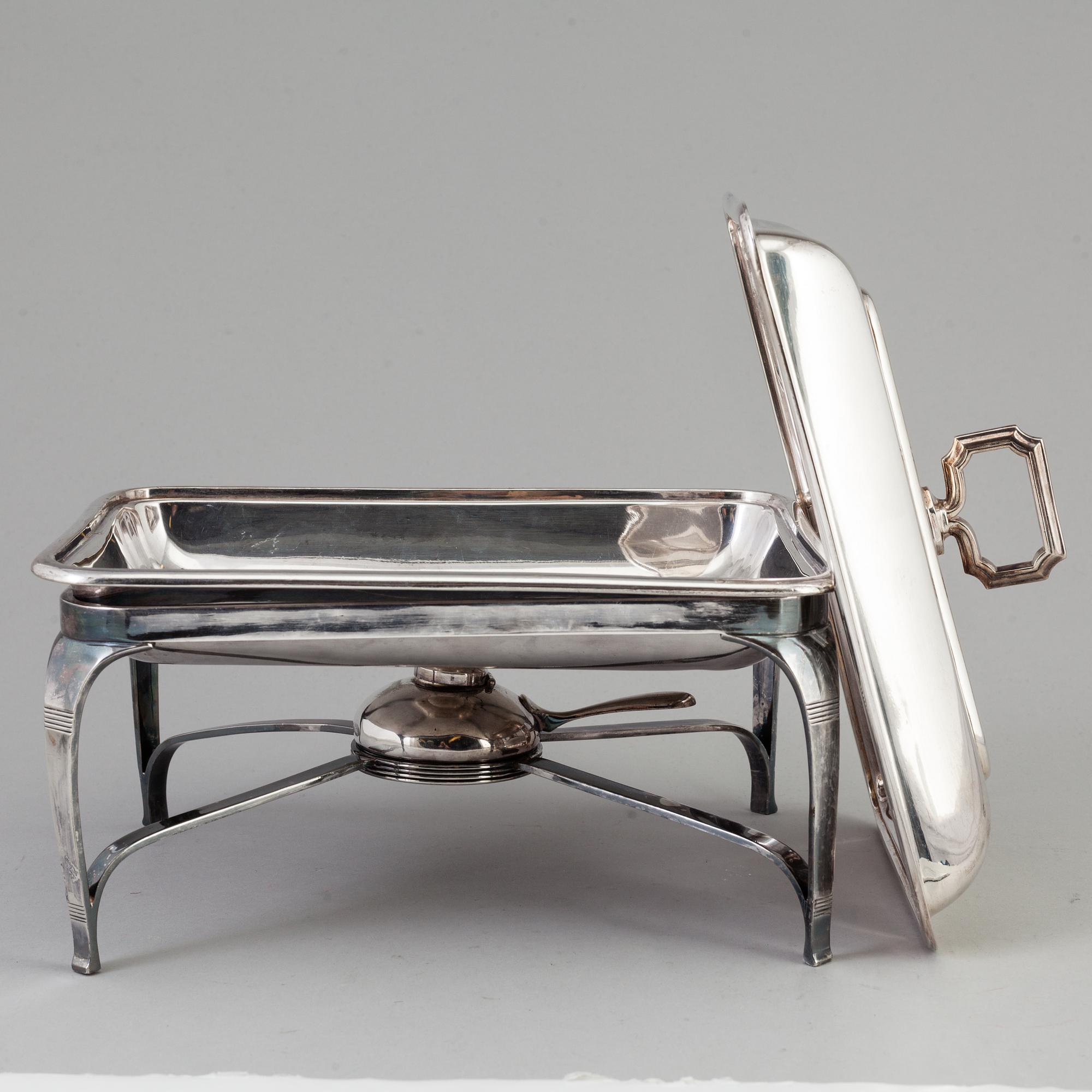 A silver plated vegetable tureen, marked Berndorf, Austria.