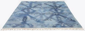 Barbro Nilsson, a carpet, 'Tånga mellanblå', flat weave, c. 350 x 252 cm, signed AB MMF BN.