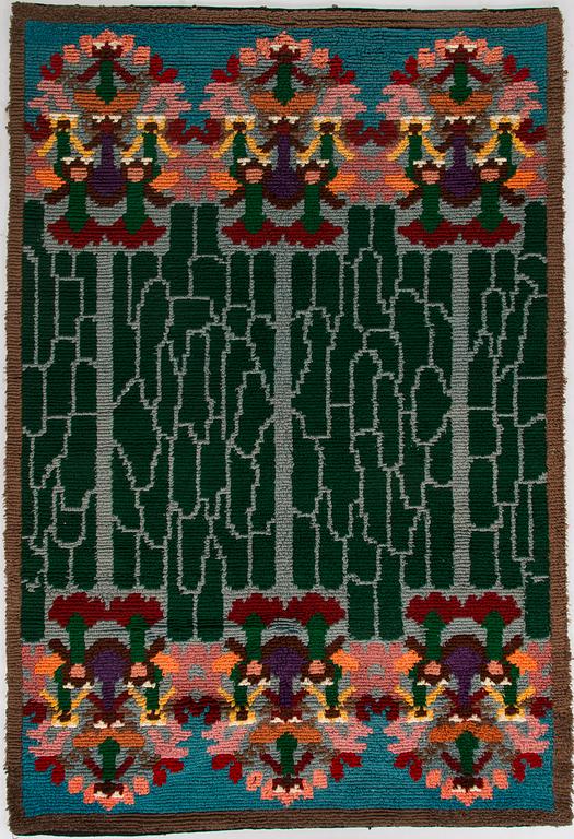 Maria Schwartzberg, rya modell för Finska Handarbetes Vänner. Ca 210 x 145 cm.