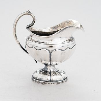 A mid-19th-century  Finnish silver cream jug, maker's mark of Johan Hellgren, Kristinestad 1843.