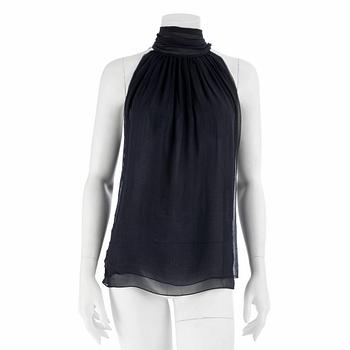 ALEXANDER MCQUEEN, a blue chiffon top. Size 42.