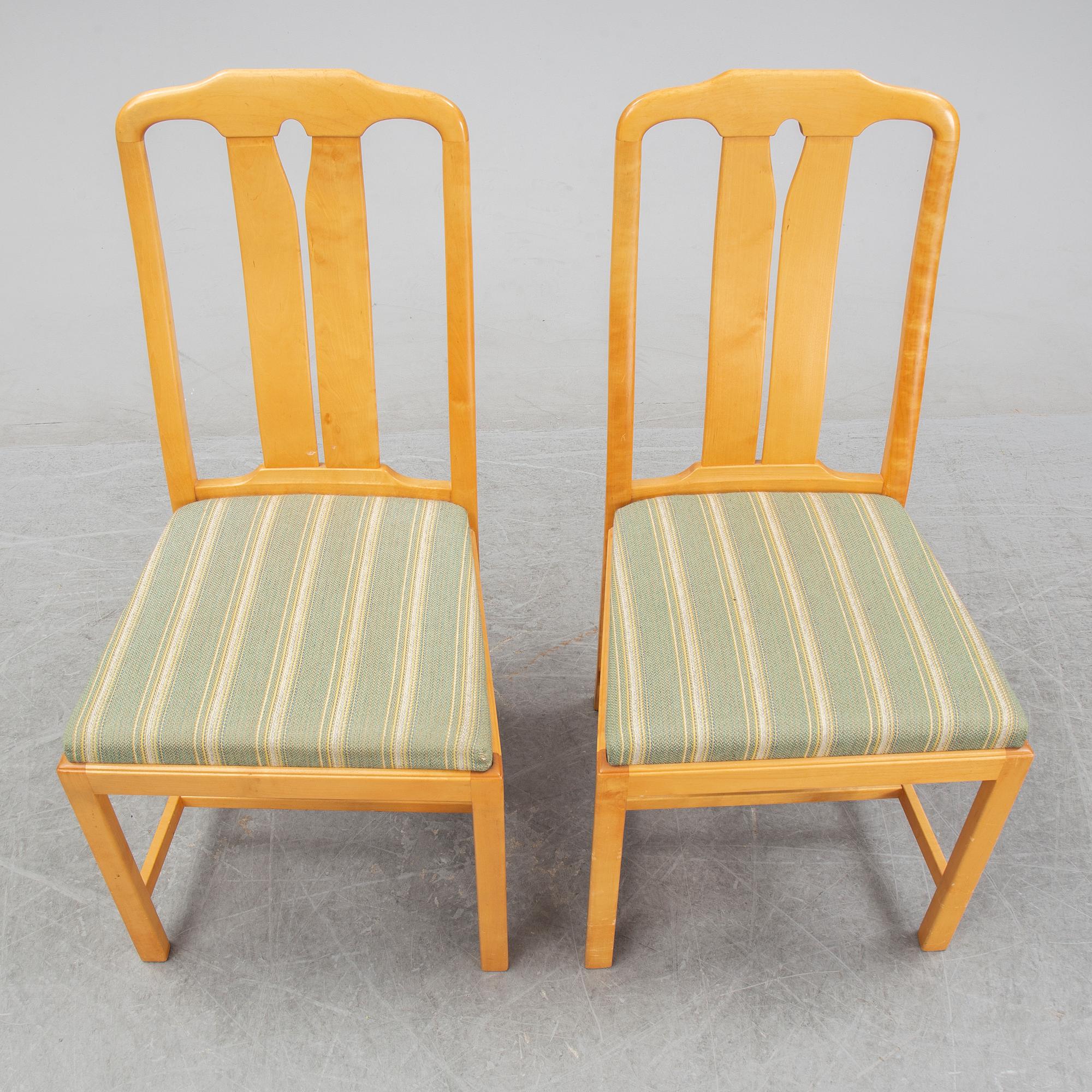 Carl Malmsten, a set of six 'Ambassadör' chairs and a 'Herrgården' dining table, second half of the 20th Century.