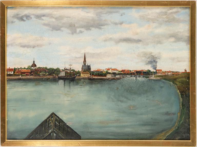 OKÄND KONSTNÄR, olja på duk, "Falkenberg", 1800-talets senare del.