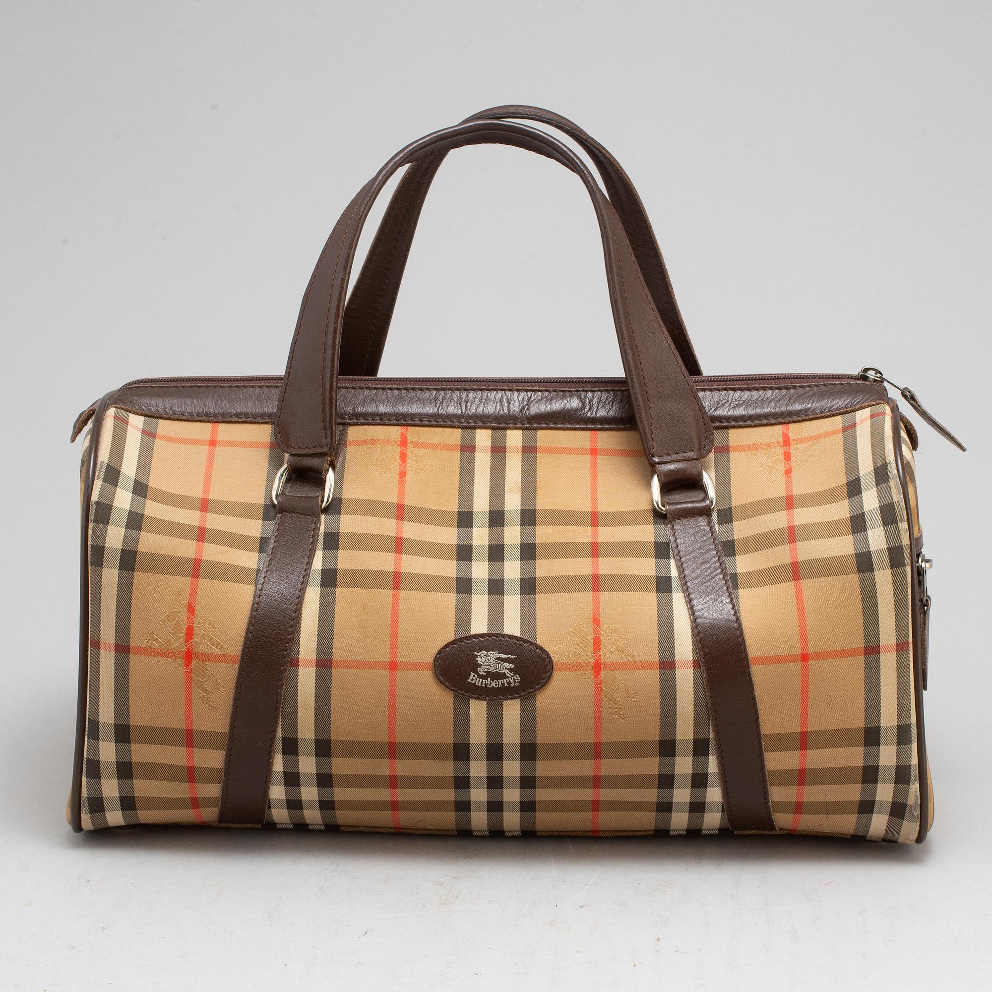 BURBERRY, plaid canvas bag.