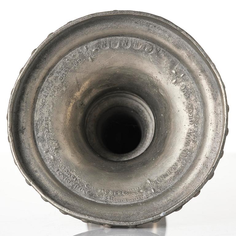A pair of Gustavian pewter candlesticks by M. Moberg, Jönköping 1786.