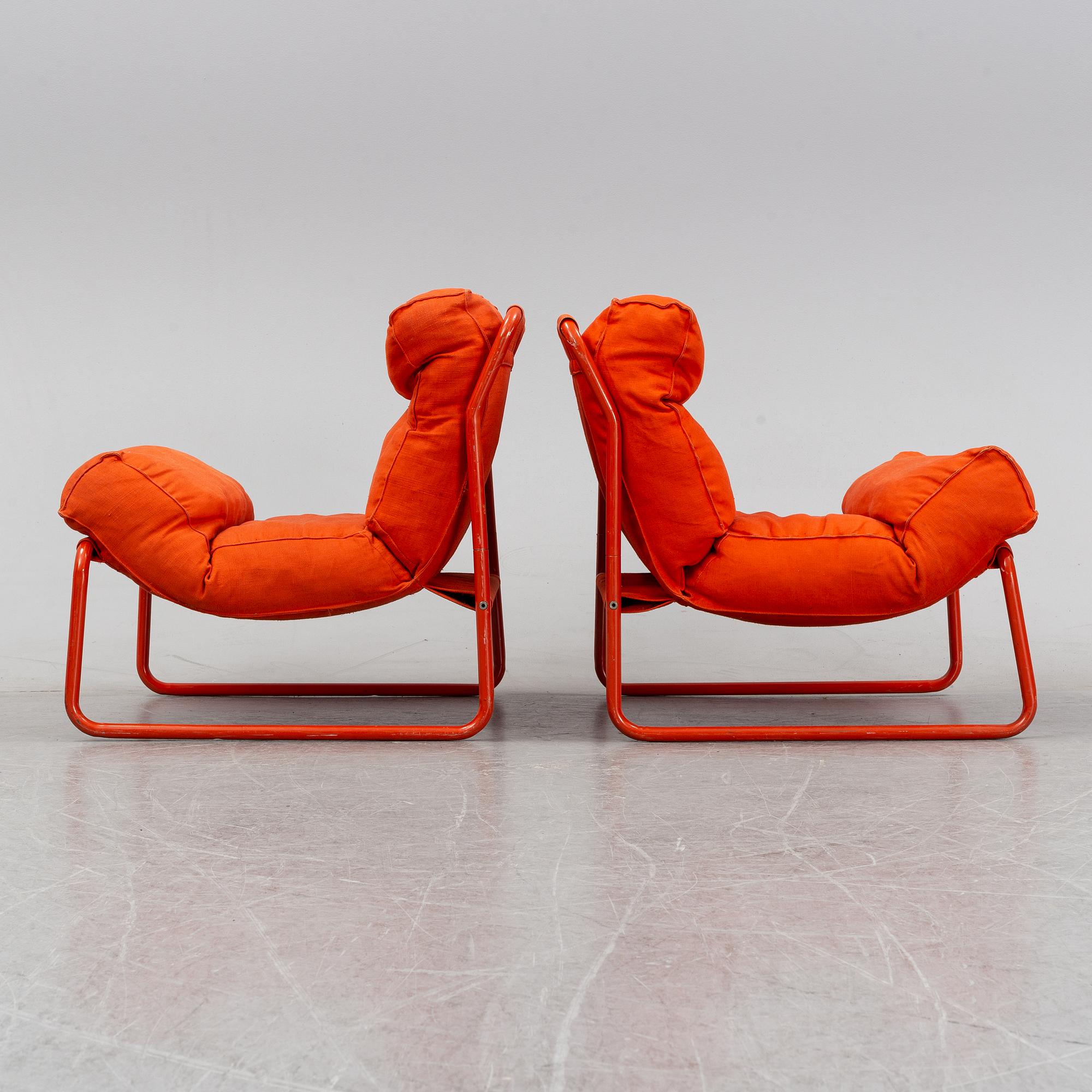 Gillis Lundgren, a pair of 'Dixi' armchairs, IKEA, launched 1973.