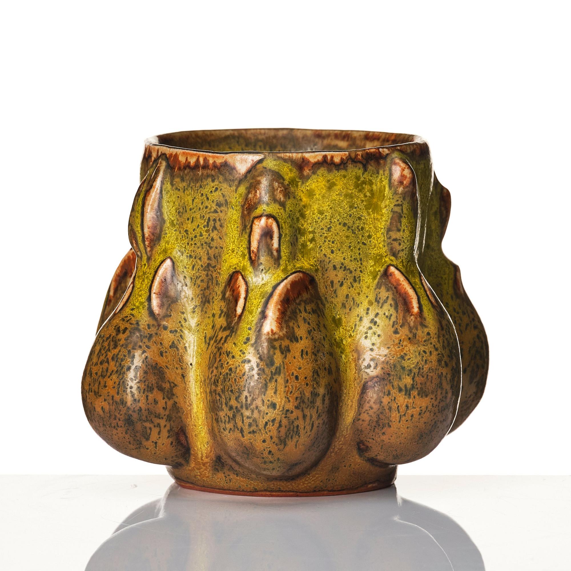 Axel Salto, a 'sprouting style' stoneware vase, Royal Copenhagen, Denmark mid 20th century.