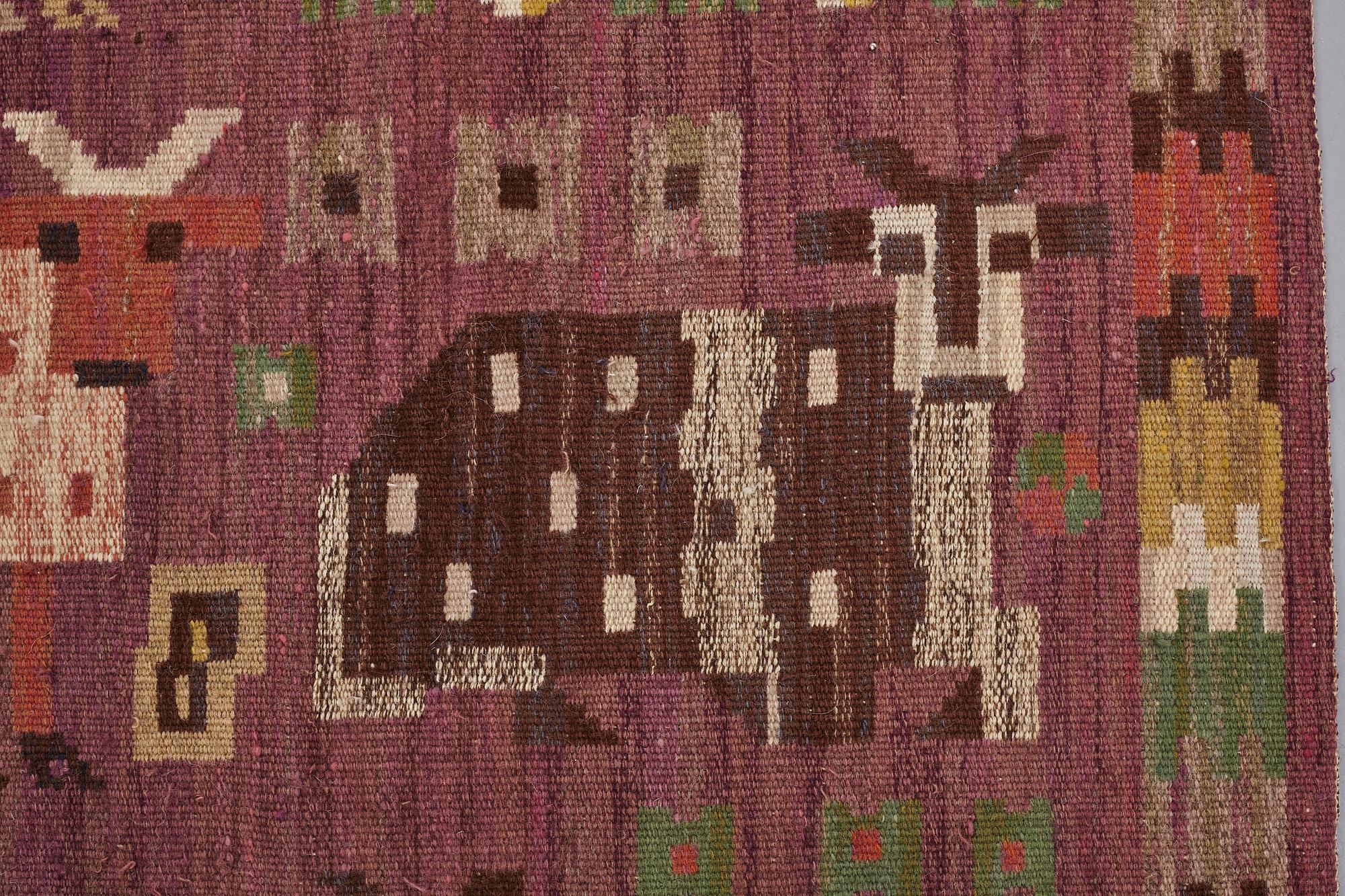 Märta Måås-Fjetterström, DRAPERI, "Korna", rölakan, ca 251 x 142,5 cm, signerat MMF.