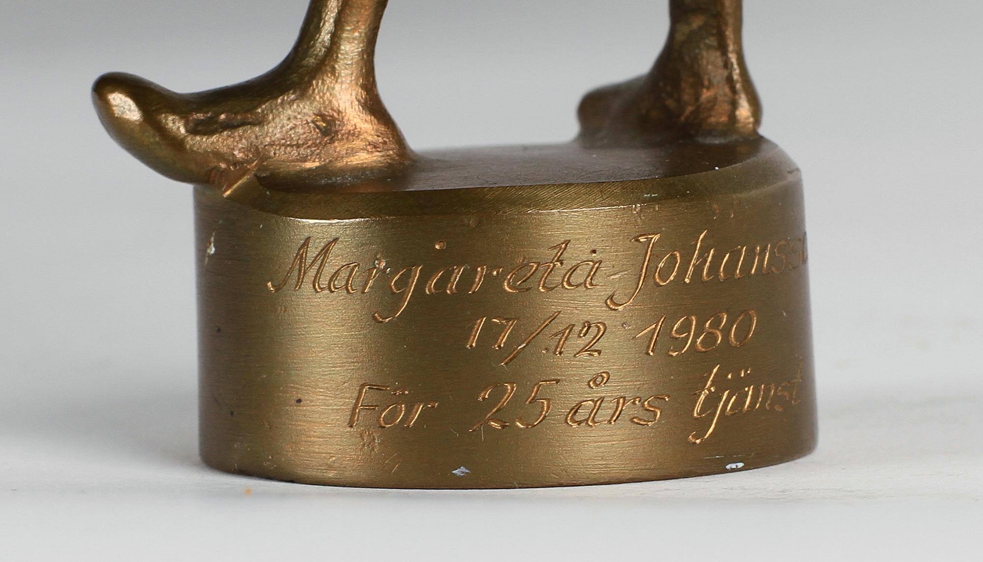 STIG BLOMBERG, skulptur, brons, monogramssign. Gjutarstämpel Herman Bergman.