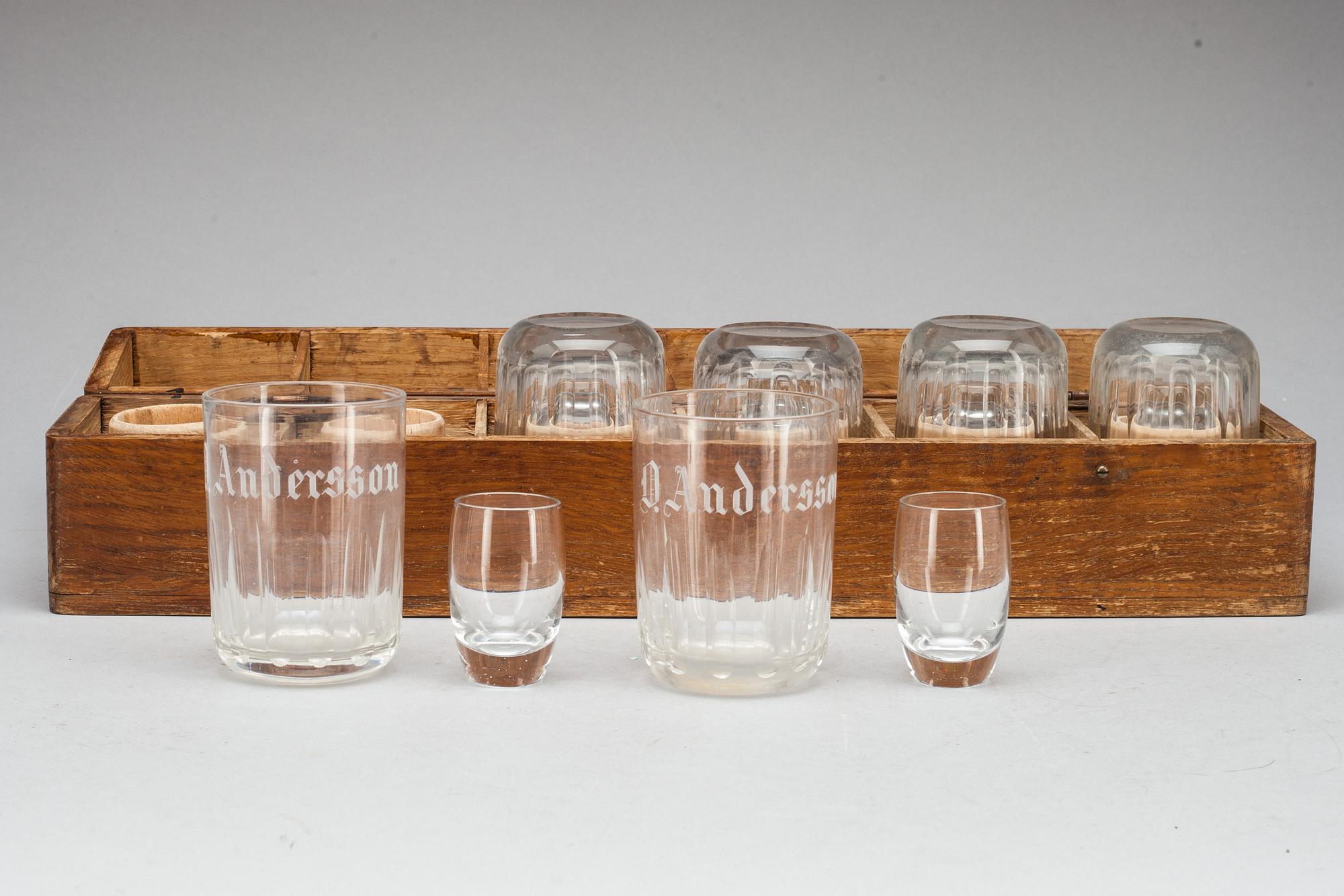 GLAS, 6+6 st, i etui, 1900-talets första hälft.