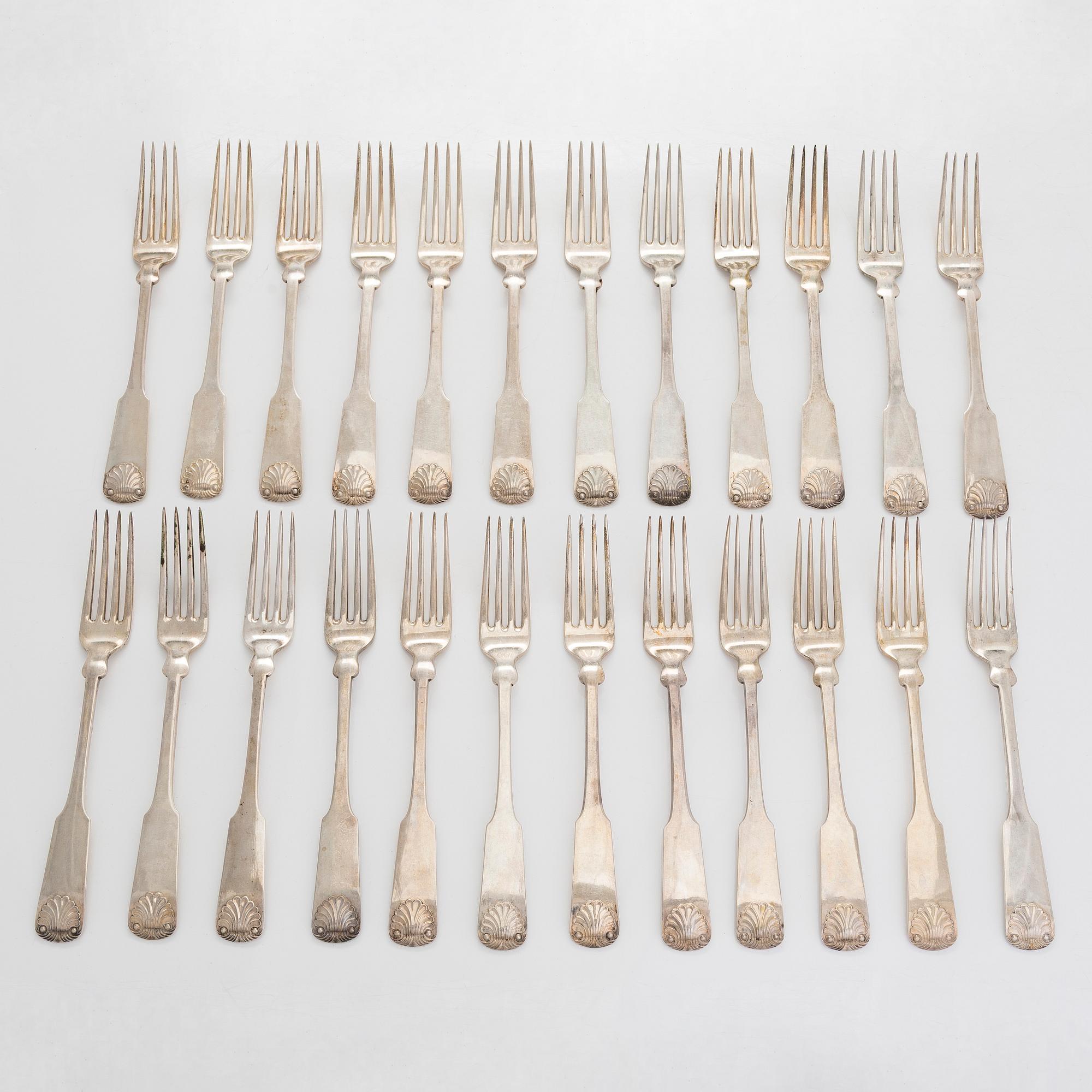 A 124-piece set of Danish silver cutlery, maker's mark of K. C. Hermann, Copenhagen,  1914-36, main part marked in 1914.