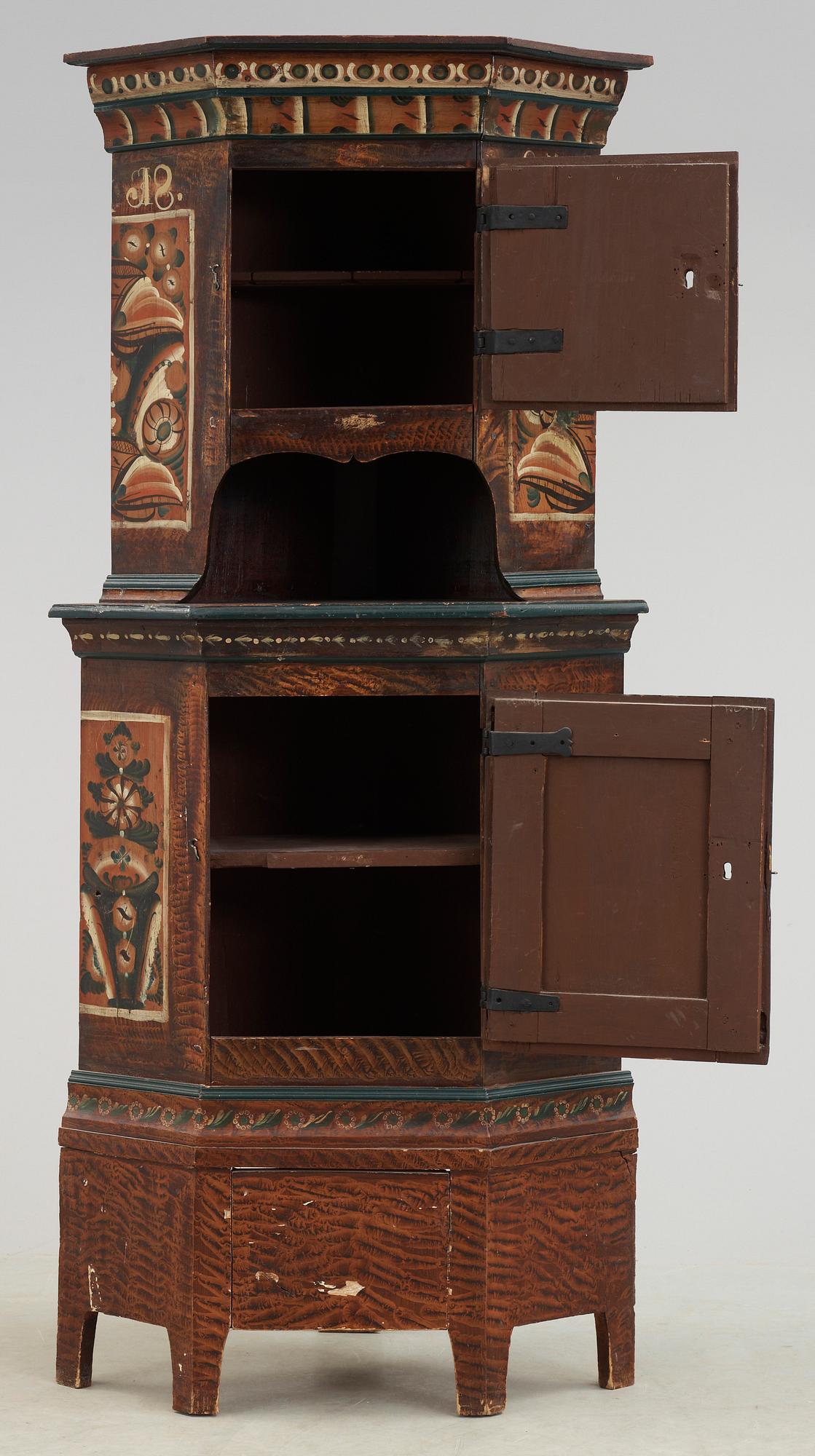 HÖRNSKÅP, allmoge, Dalarna, bär  datering 1805.