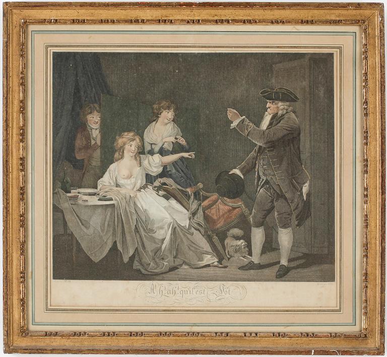 NICLAS LAFRENSEN D.Y, efter, färggravyr, 1700-tal.