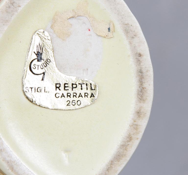 VASER, 3 st, stengods. Bla Stig Lindberg, Gustavsberg "Reptil".