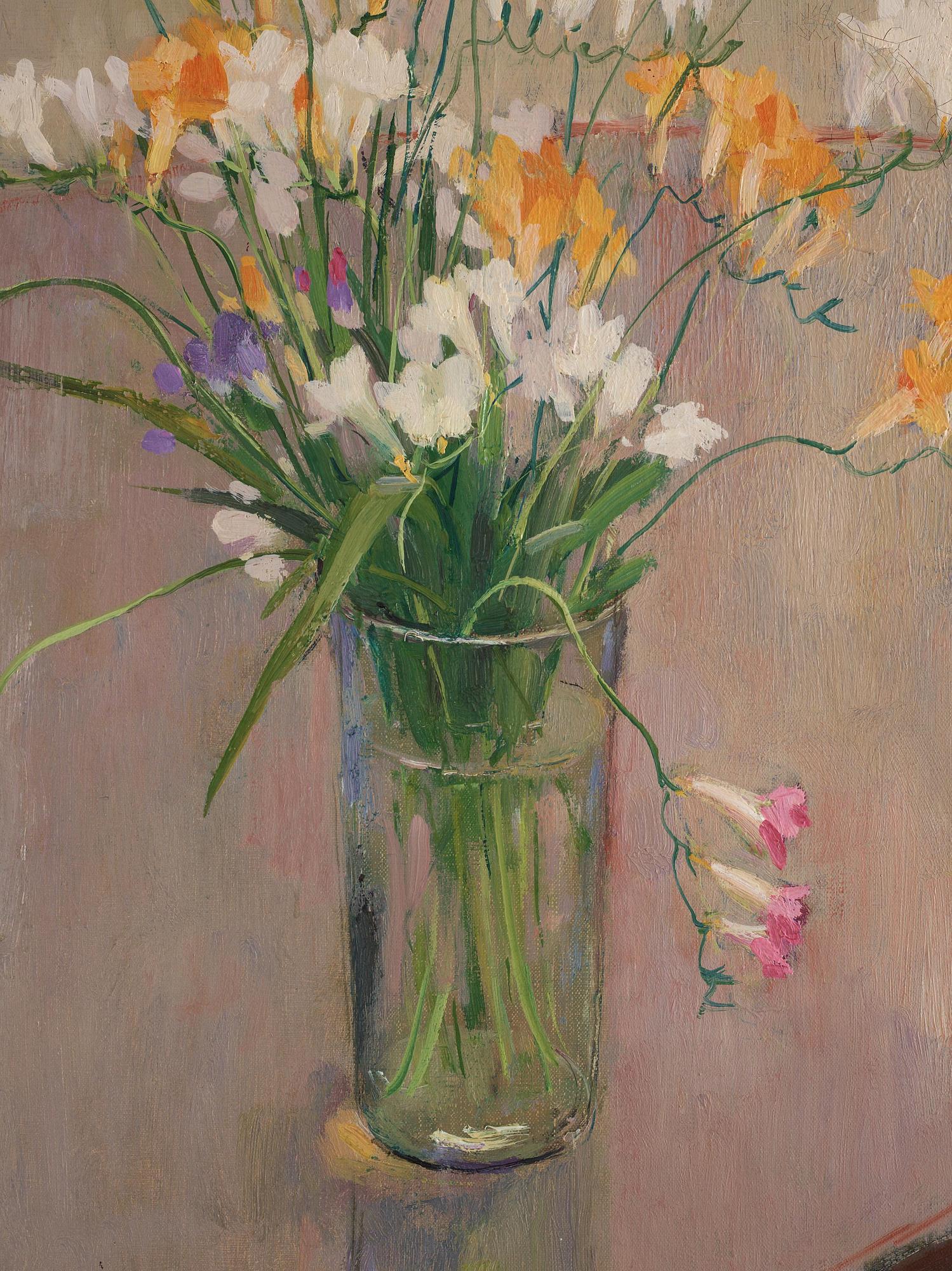 Olle Hjortzberg, Stilleben med blommor och frukter.
